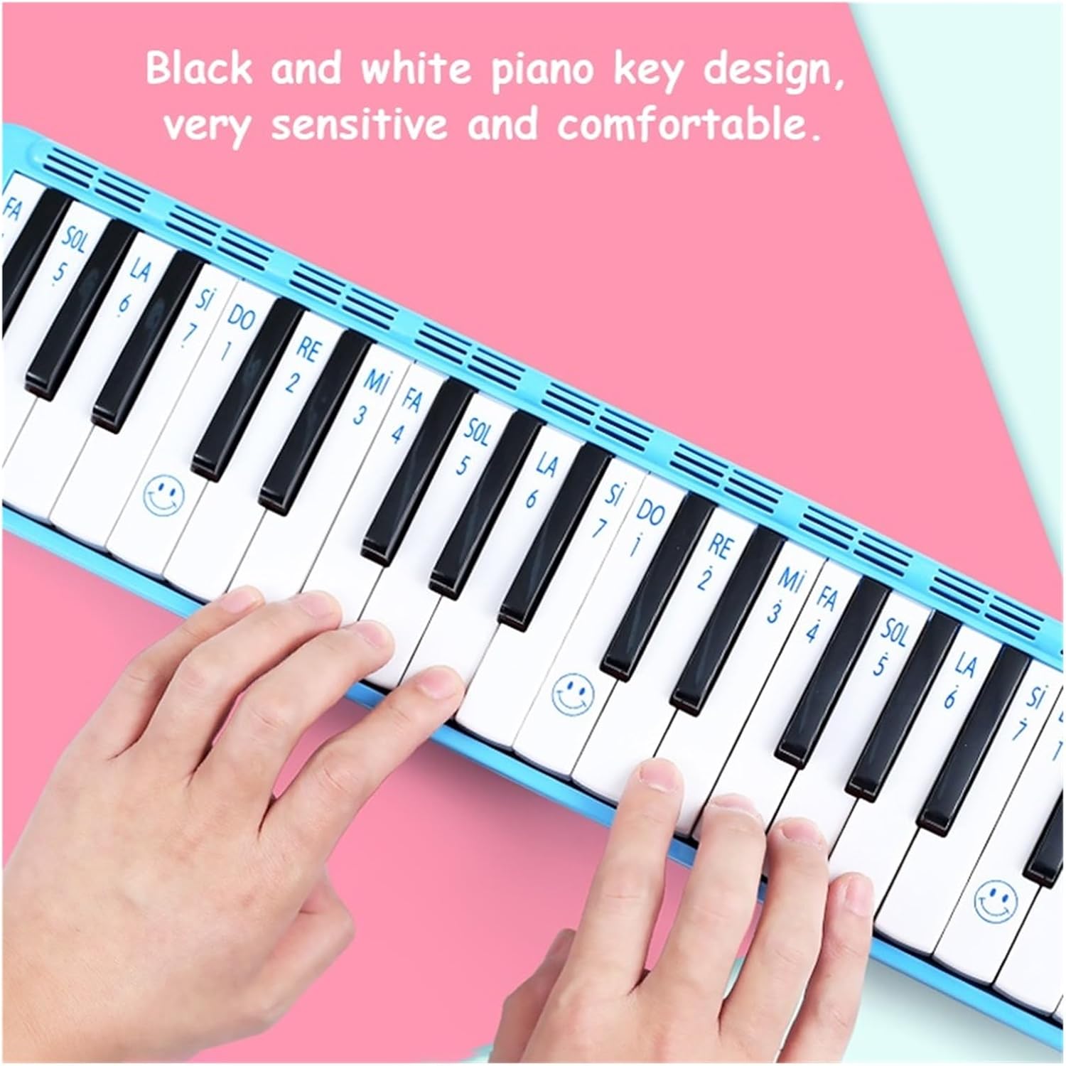 Melodica 32/37 Keys Mouth Organ Music Pipe Professional Musical Instrument Climber Melodic Piano Keyboard Jew'S Harp Bag(Red)