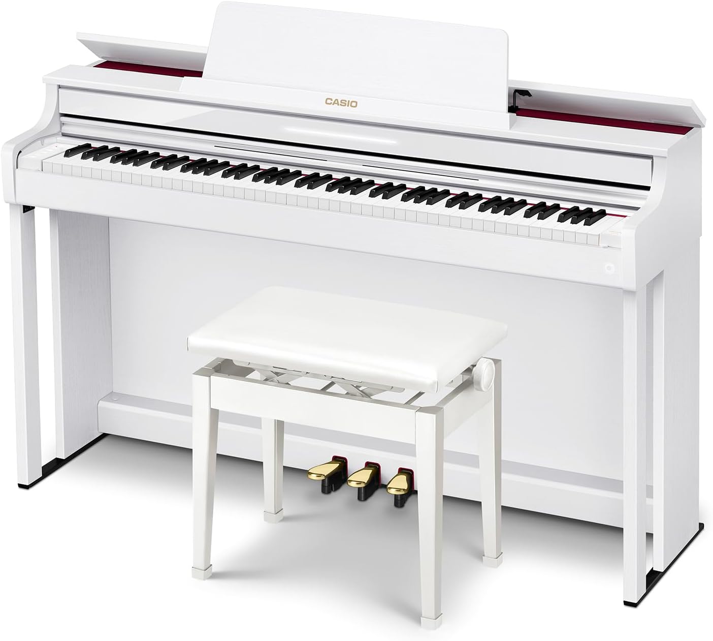 Casio AP-550 CELVIANO 88-Key Digital Piano - White Bundle with Adjustable Bench, Headphones, Piano Book, Online Lessons, Austin Bazaar Instructional DVD, and Polishing Cloth