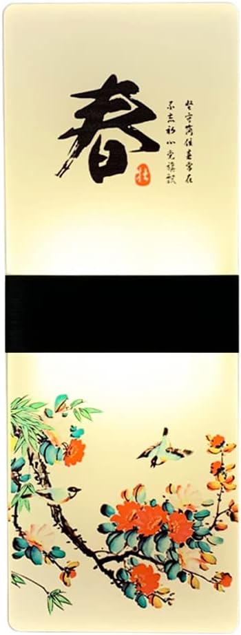 STUFY 1-Light,5W LED Wall Lantern Modern Indoor Lighting Chinese Style Wall Lights With Printed Acrylic Lampshade Wall Sconce Wall Lamps Lighting Fixture For Living Room Bedroom Bedside Restaurant Caf