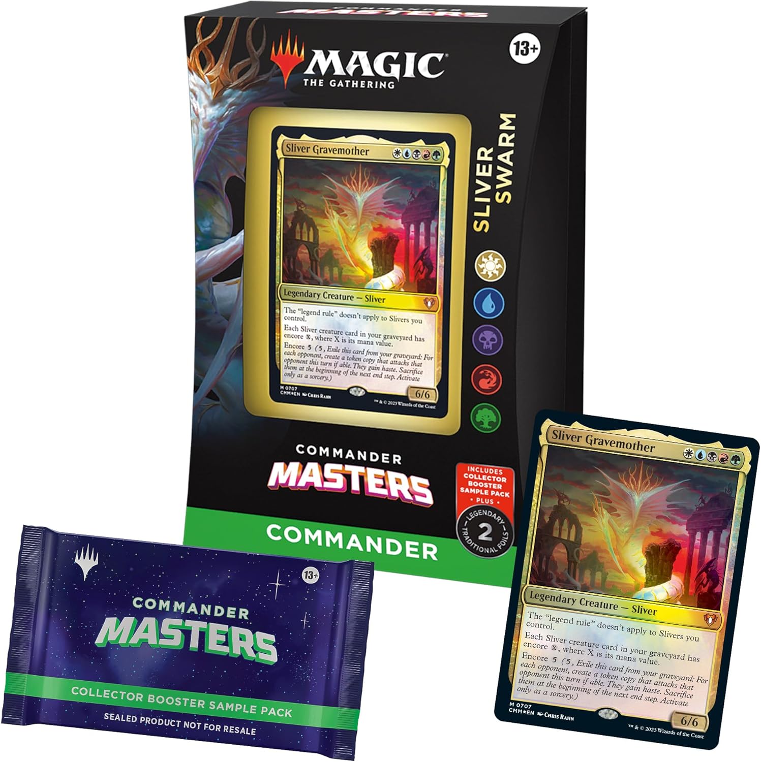 Magic: The Gathering Commander Masters Commander Deck - Sliver Swarm (100-Card Deck, 2-Card Collector Booster Sample Pack + Accessories)