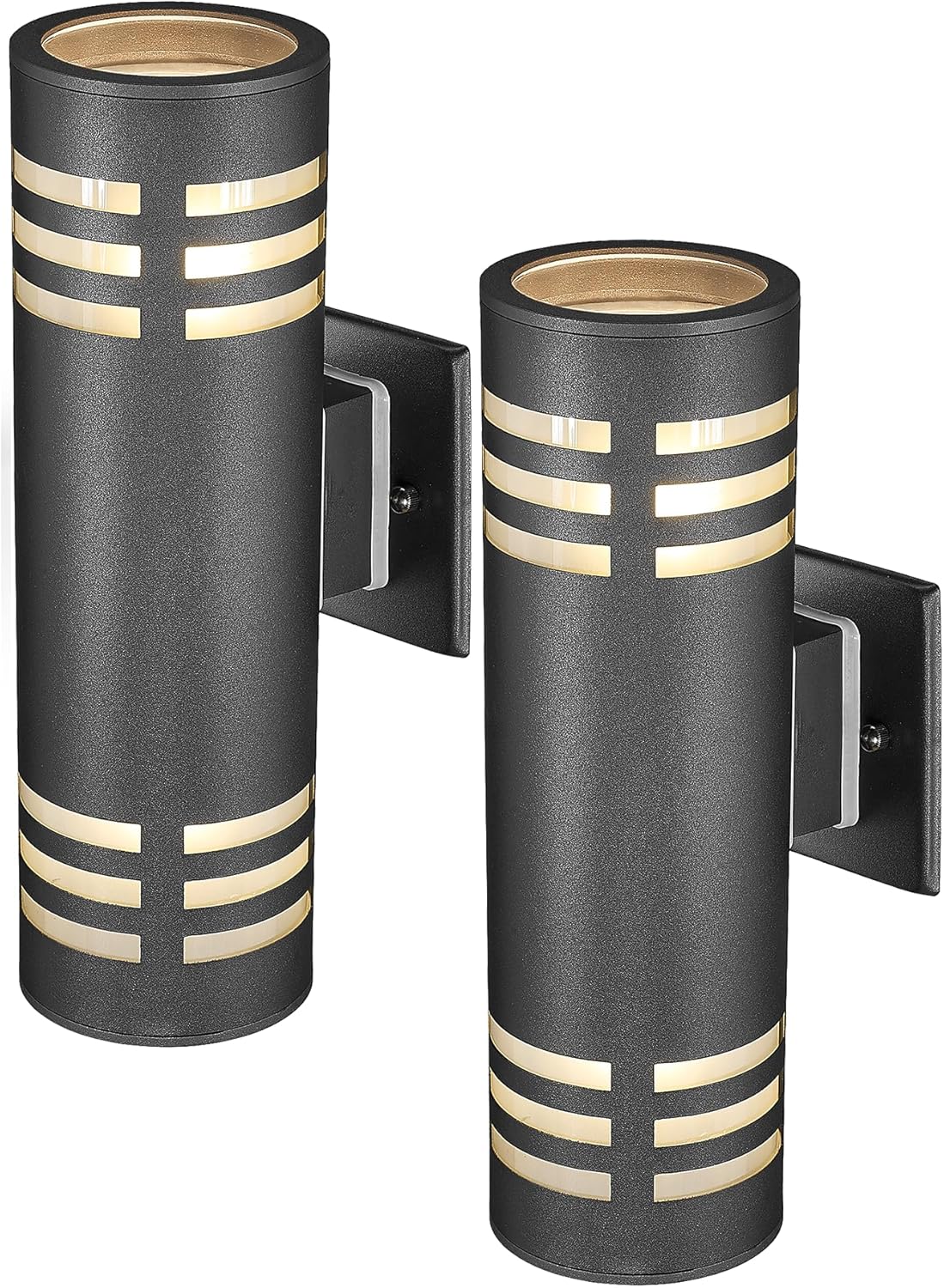 TENGXIN Outdoor Exterior Wall Light,Up and Down Cylinder Modern Porch Light,Stainless Steel 304 and Toughened Glass,Black Finished,E27,UL Listed