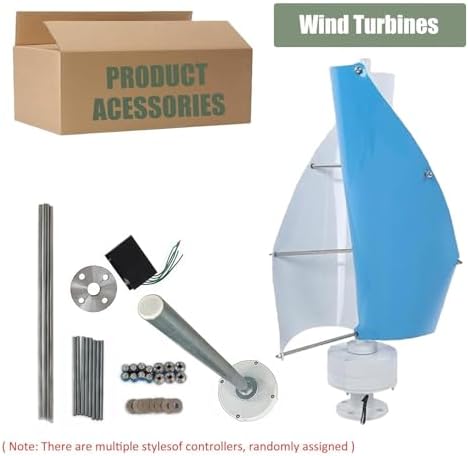 14000W Vertical Axis Wind Turbine Kit - 12V/24V/48V, 2 Blades, 42.65ft/s, Complete Generator with Controller for Home, Business, Industrial Energy Solutions (White)
