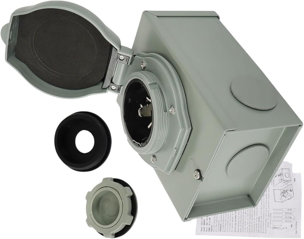 RV 50 Amp Generator Inlet Box NEMA SS2-50P 125/250V Power Inlet Box for 3 Prong Replacement for OEM