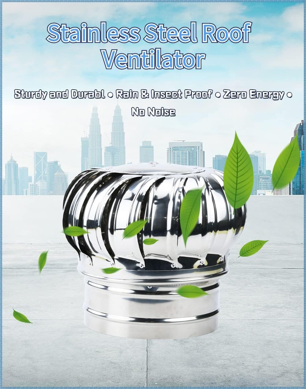 Round Roof Exhaust Chimney Cap 4in/6in/8in/10in/12in/16in, Outdoor Roofing Turbine Ventilator Chimney Rain Cover, Stainless Steel Wind Ball for Home/Dryer/Pipe/Flue/Shed Roof