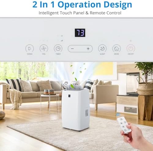 12000 Btu Portable Air Conditioners with Dehumidifier and Fan Mode, Portable AC Unit with Remote Control/LED Display, Cooling for Rooms Up to 550 Sq. Ft., 24H Timer & Quiet Operation for Home Office
