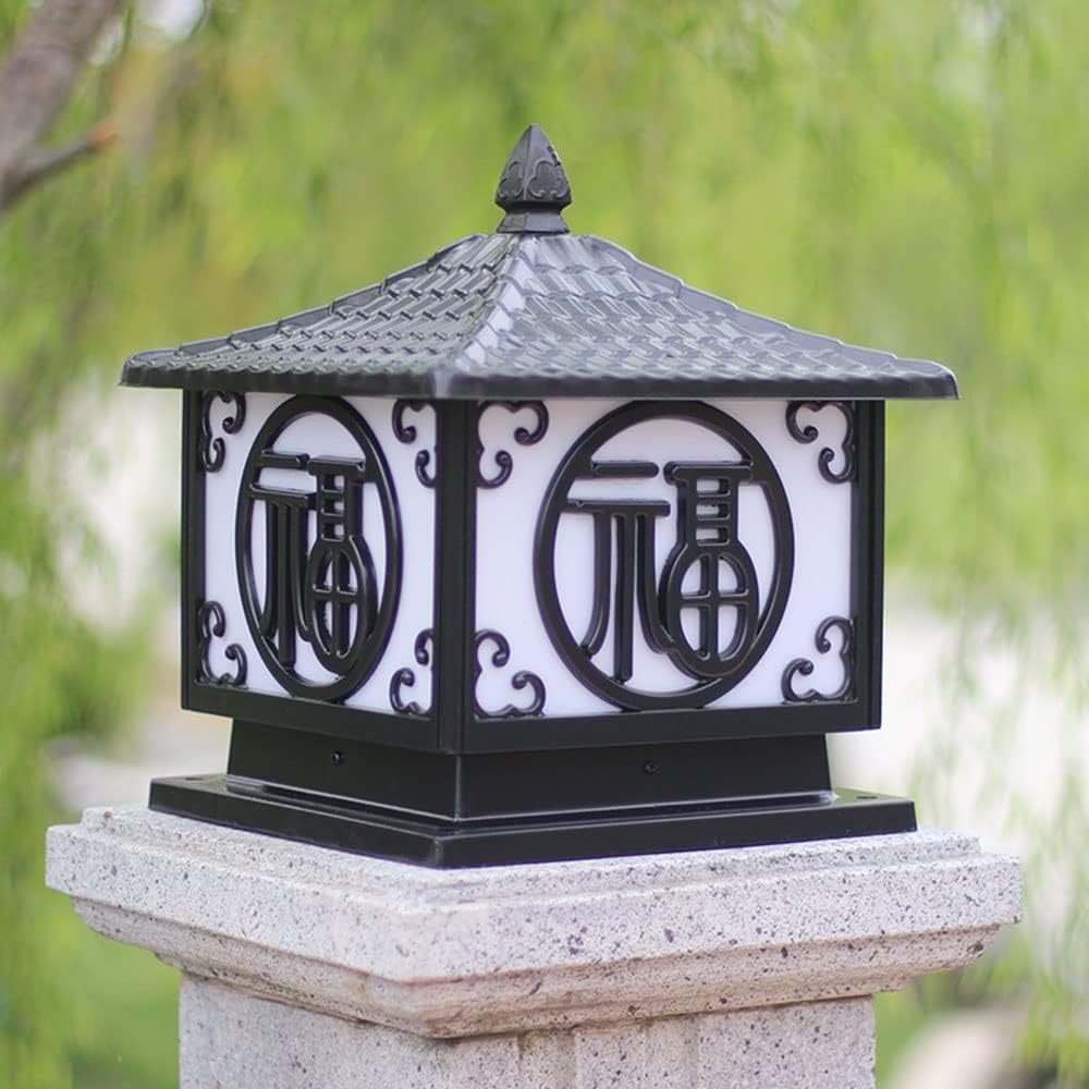 RCIDOS Hard Wired E27 Lamp Fixture Outdoor Post Lights IP54 Waterproof Column Head Lamp with Acrylic Shade Landscape Lighting Porch Decor Column Cap Light for Driveway, Backyard, Patio, Garden