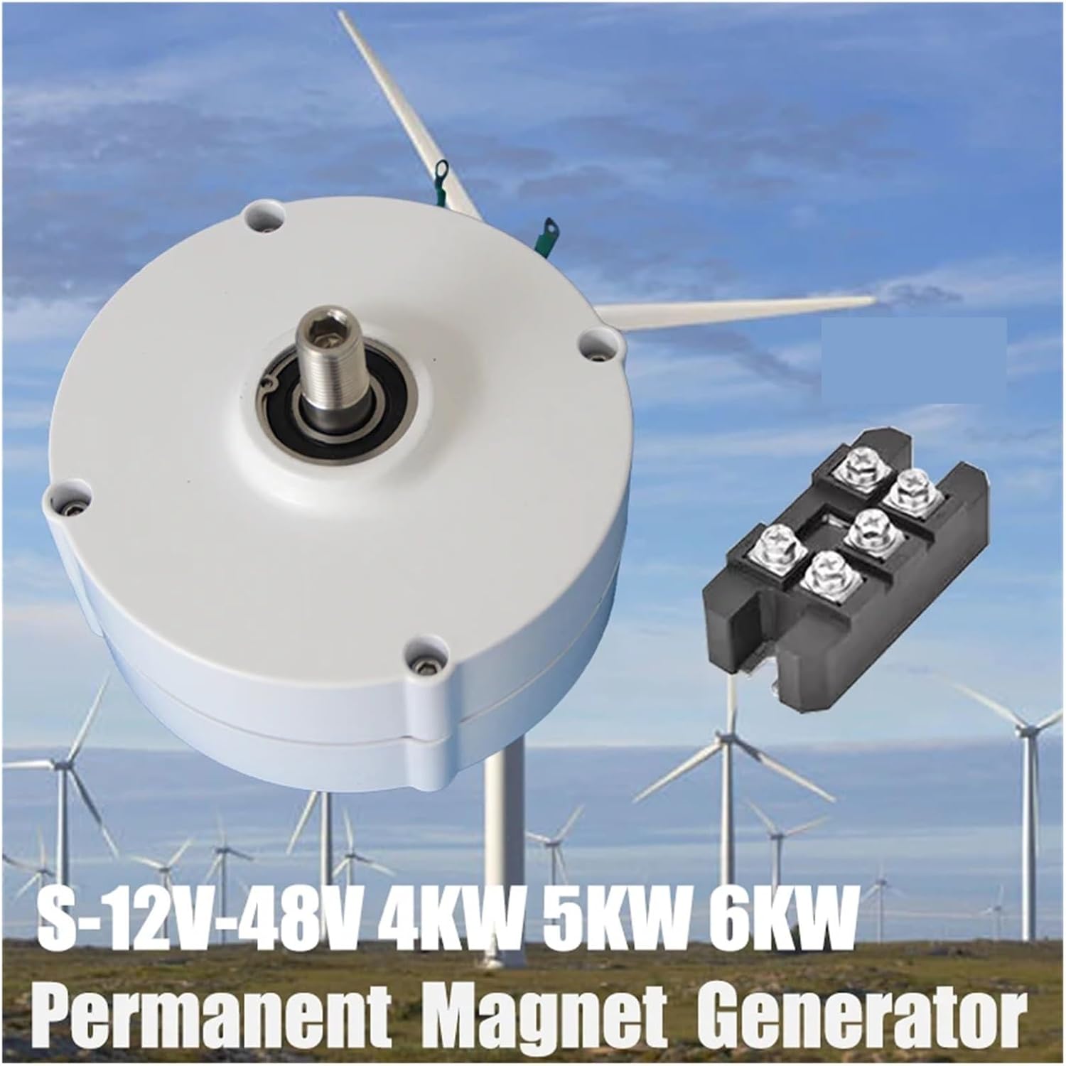 Generator 4KW 5KW 6KW 12V 24V 48V 3 Phase Gearless Permanent Magnet AC Alternators for Wind Water Turbine Low Starting Speed for Home(Single Shaft,24V_6KW)
