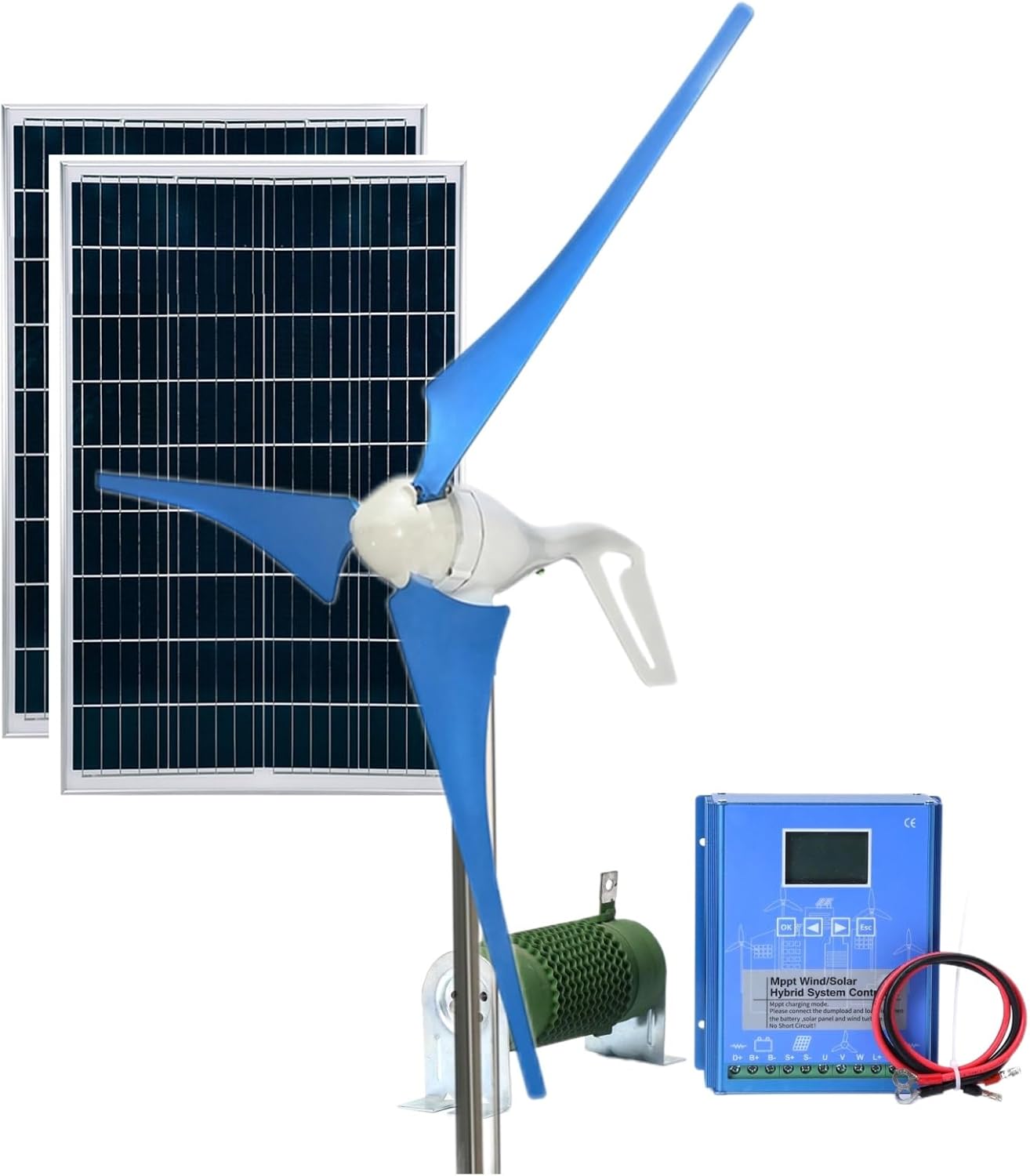 1000W Wind Turbine Kit 3 Blades 12V 24V 48V Vertical Axis Wind Turbine Blue/Black Free Energy Power Production Equipment For Boat Patio Cabin Or Mobile Home Charging ( Color : Blue , Size : 24V )