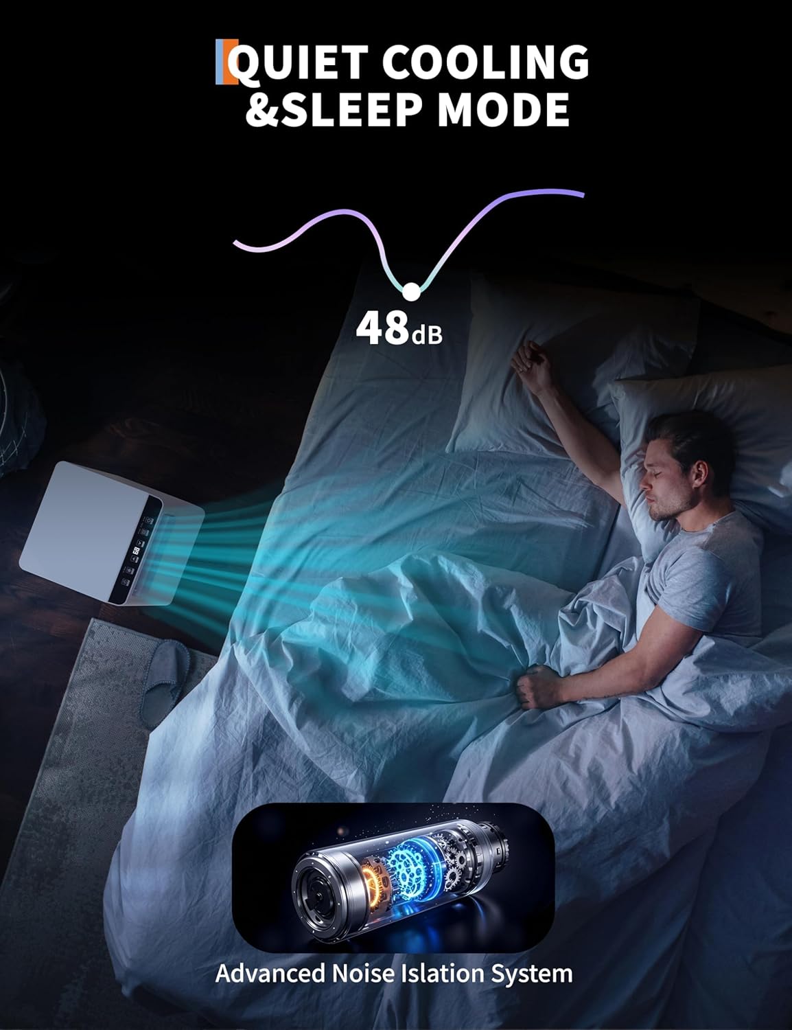 8,000 BTU Portable Air Conditioner, AC with Dehumidifier - 3-in-1 Cooling for 350 Sq.Ft Rooms, Remote & Timer, Easy Install Kit