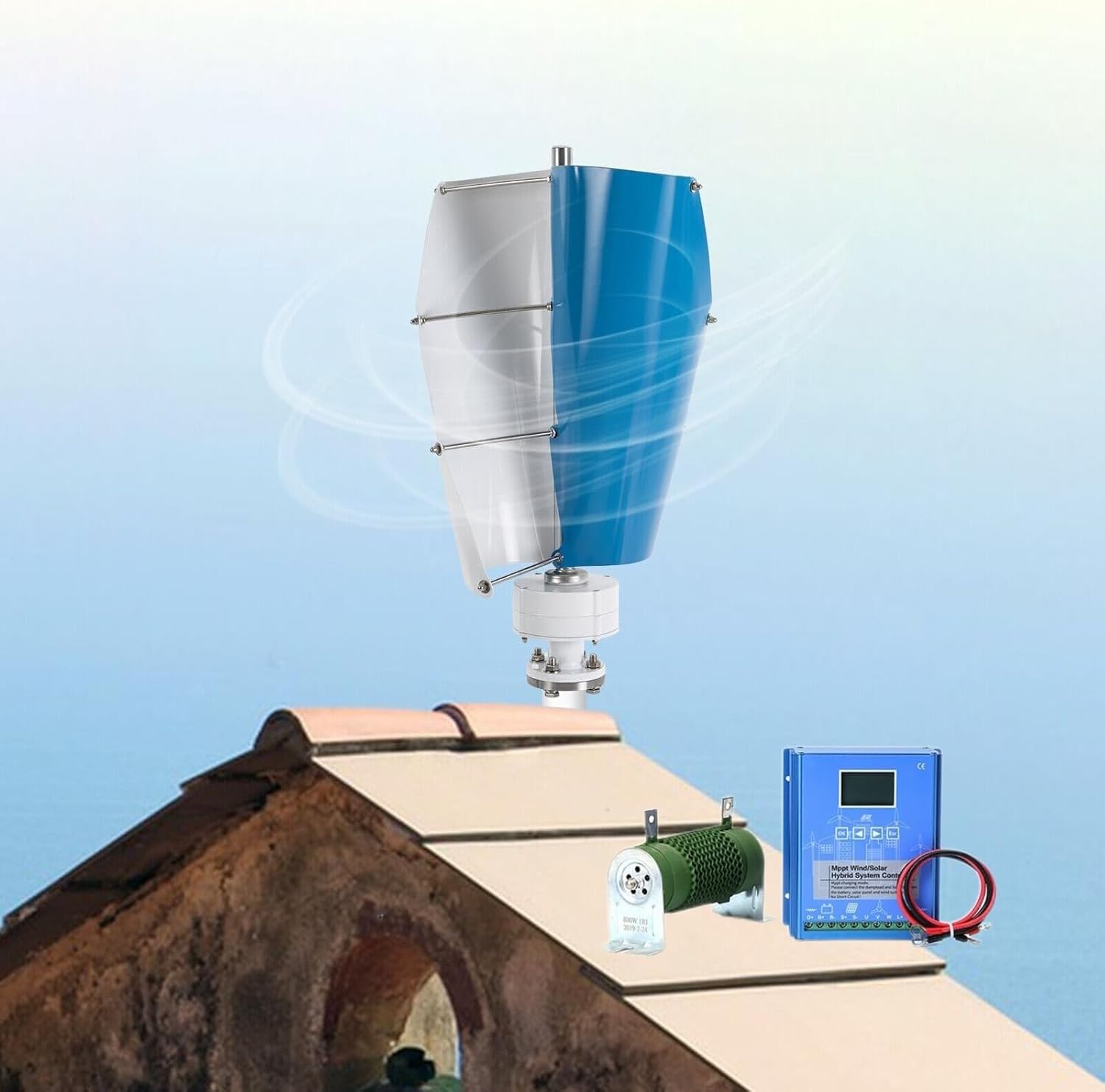 CAJUCA Wind Turbine Generator Kit, 3KW Free Energy Windmill Vertical Axis Wind Turbine Generator 3 Wind Power Turbine Generator