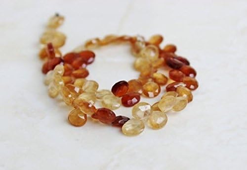 hessonite garnet gemstone briolette faceted heart 6mm 66 beads full strand