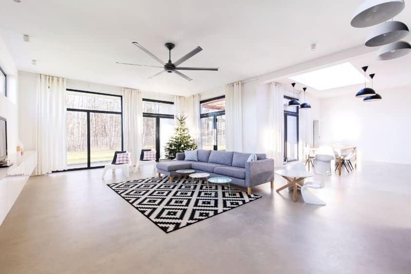 Big Ass Fans – es6 Smart Ceiling Fan – Indoor and Covered Outdoor Use – Lightweight Design – Contemporary Finish with Downrod Mount - 84