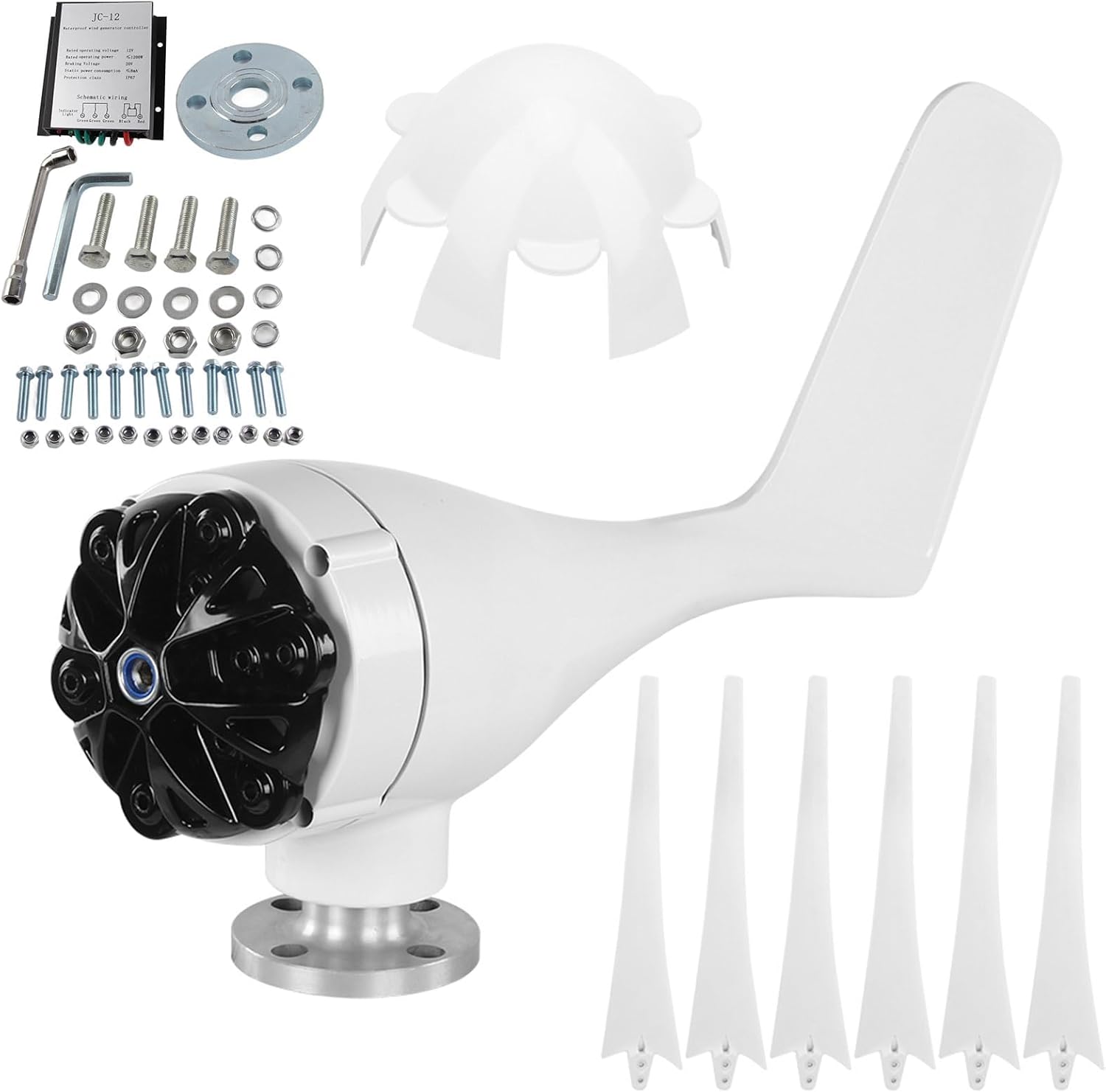 Wind Turbines Kit, Professional Wind Turbines Kit, 1200W 6 Blade Wind Generator, Low Speed Starting Wind, Solar and Wind Power Parts and Accessories (12V)