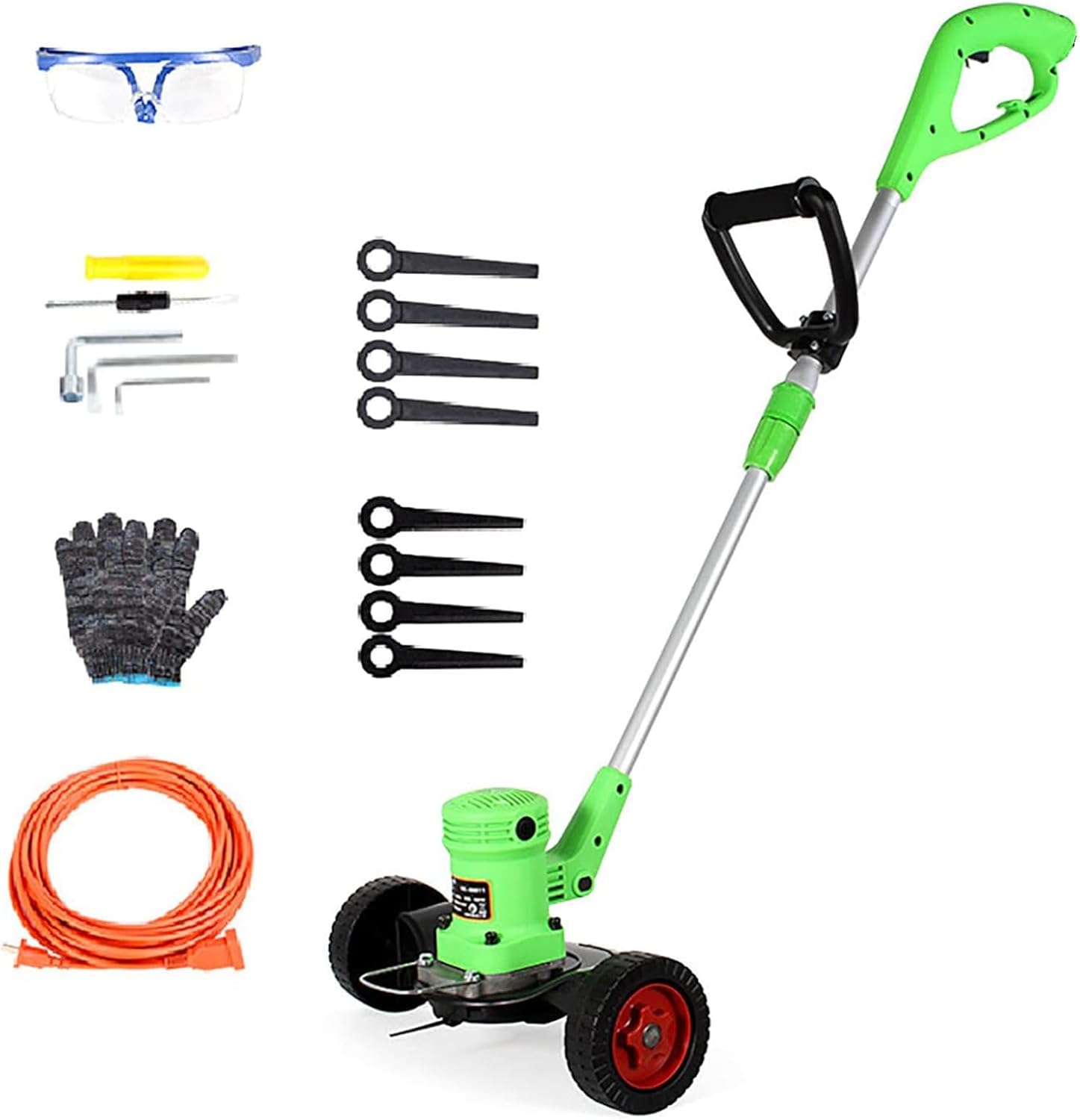 Plug-in Lawn Mower, with 20m Power Cord Household Small Lawn Trimmer with Roller 3-Speed Adjustable Hand Push Lawn Mower 680W High Power Portable Lawn
