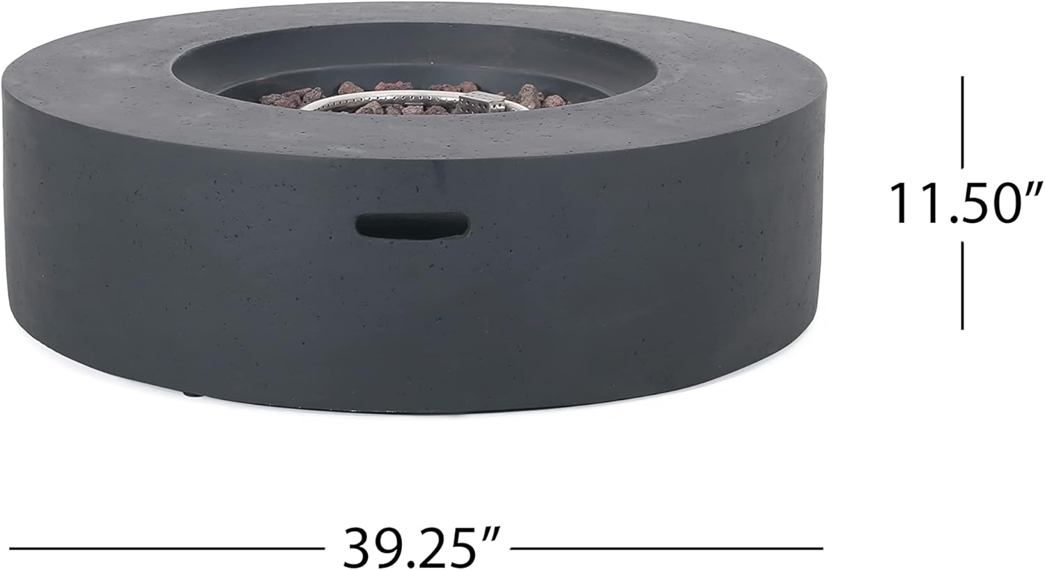 Lightweight Concrete Outdoor Fire Pit – Dark Gray, 50,000 Btu, Portable Durable, Patio, Backyard, Camping (Tank Cover Not Included) (Dark Grey)
