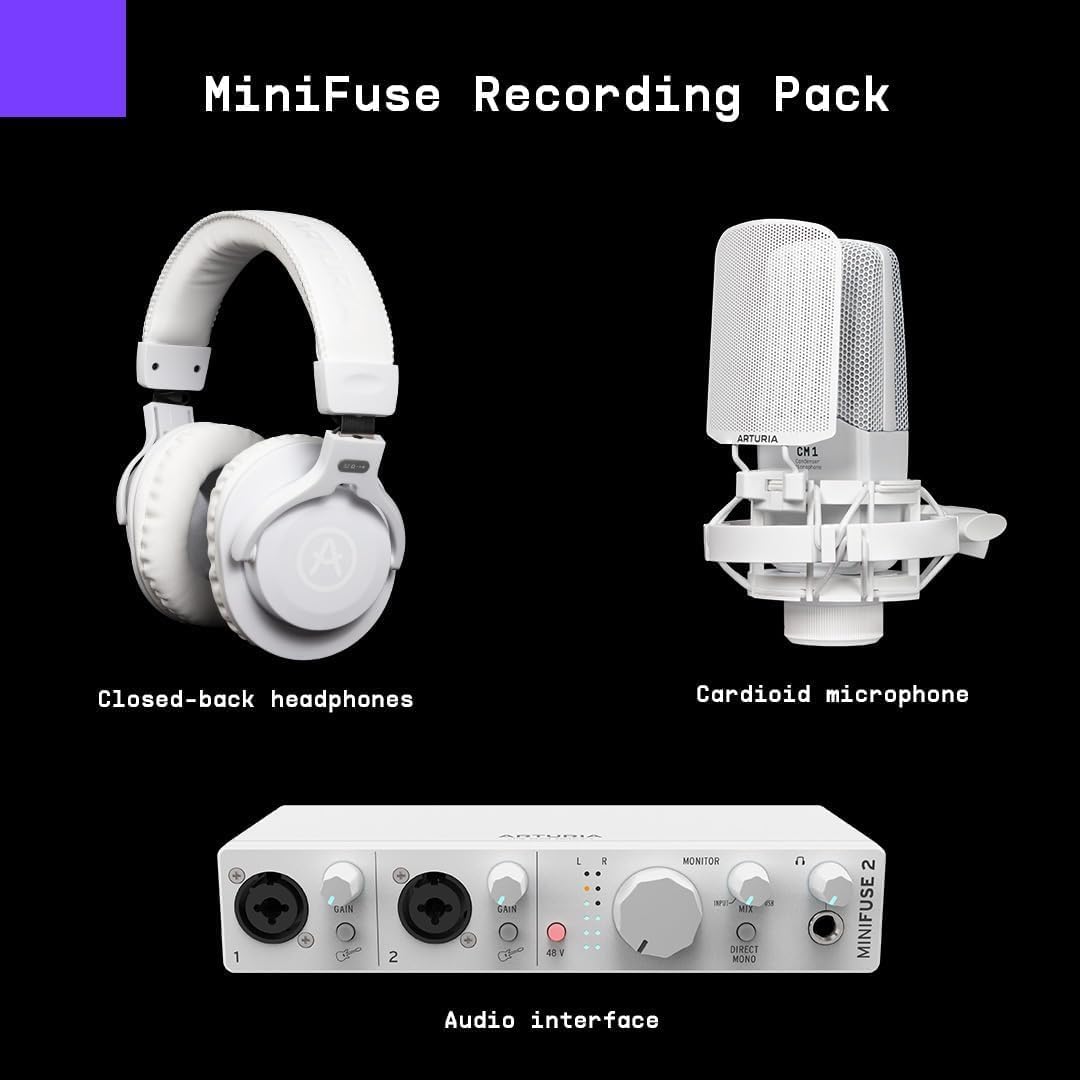 Arturia MiniLab 3 MIDI Controller & MiniFuse Recording Pack Audio Interface Bundle - White