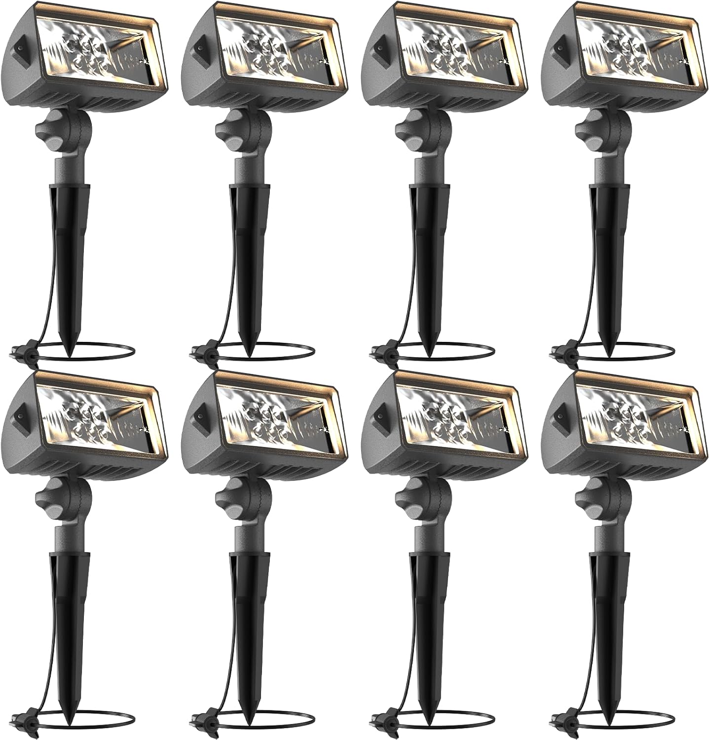 VENUS MANUFACTURING 8 Pack Low Voltage Wall Wash Lights 12V LED Landscape Lighting 18 Watt 600 Lumen Flag Light 2700K Warm White Metal Outdoor Spotlight Black Trees Light for Garden & Yard