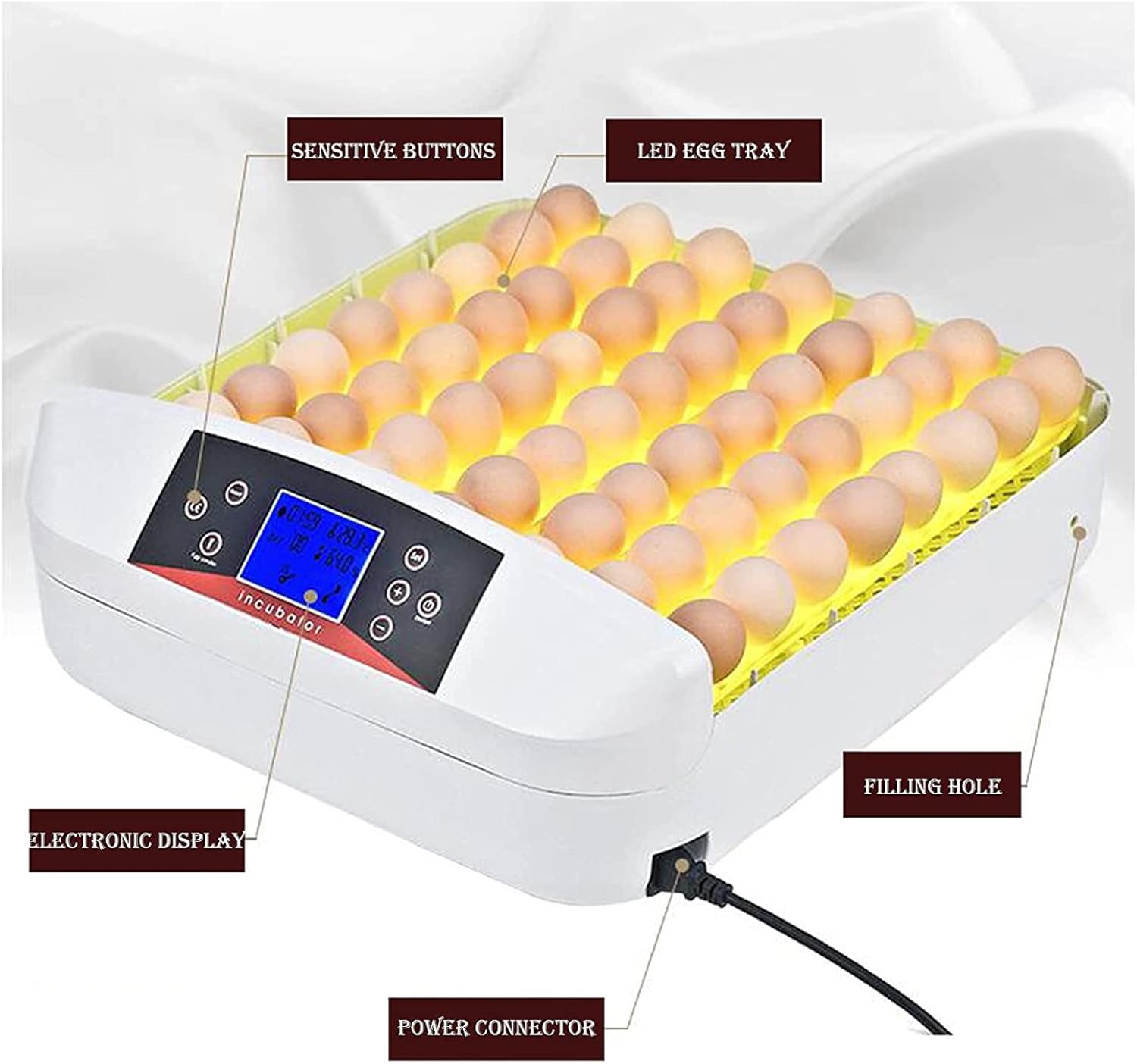 56 Eggs Digital Poultry Hatcher Machine,Fully Automatic Egg Incubator with Automatic Turning And Temperature And Humidity Control for Chicken Duck Bird Quail Goose Turkey