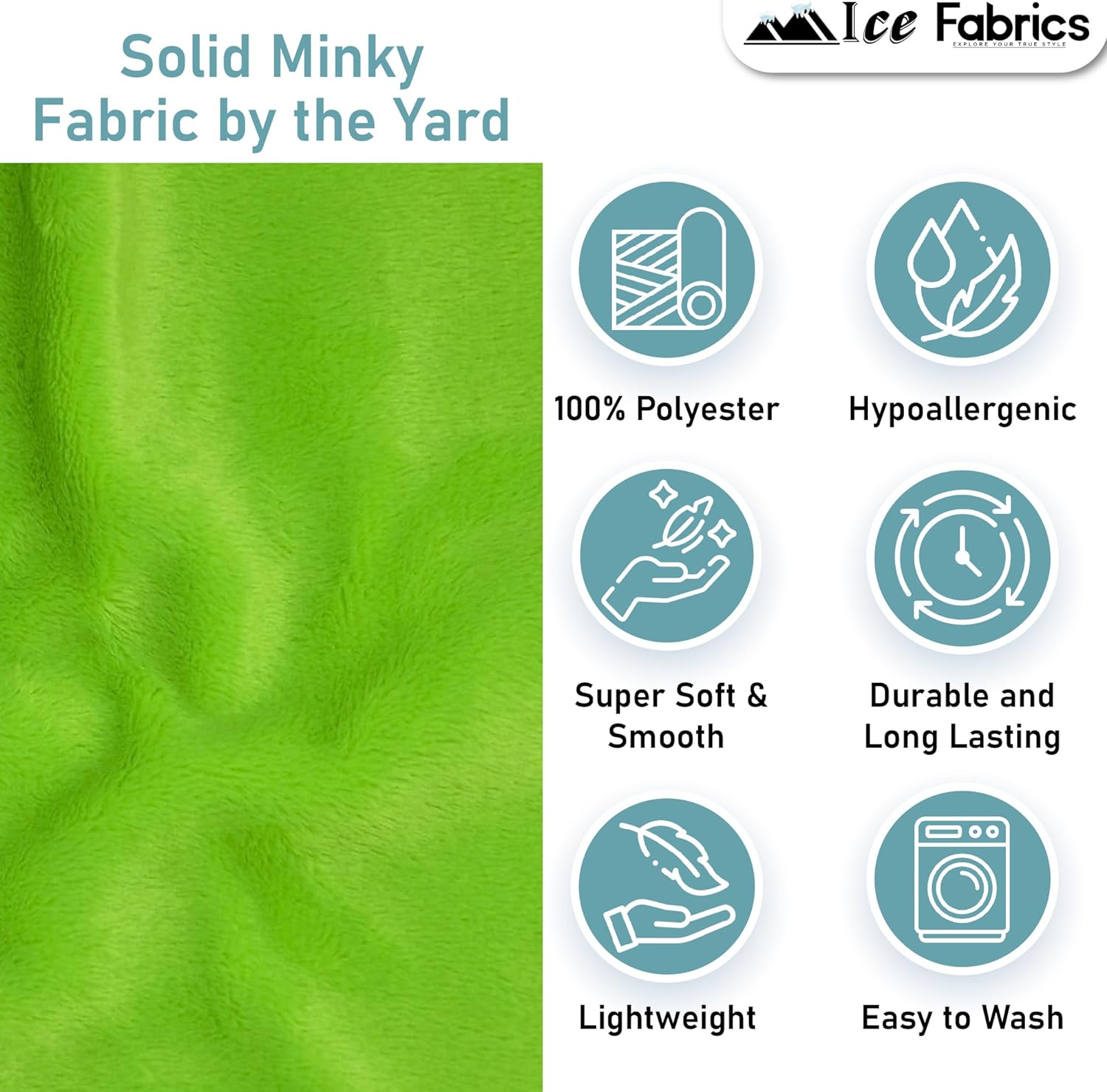 Ice Fabrics Solid Minky Fabric by The Yard - Soft, Smooth and Luxury 58/60