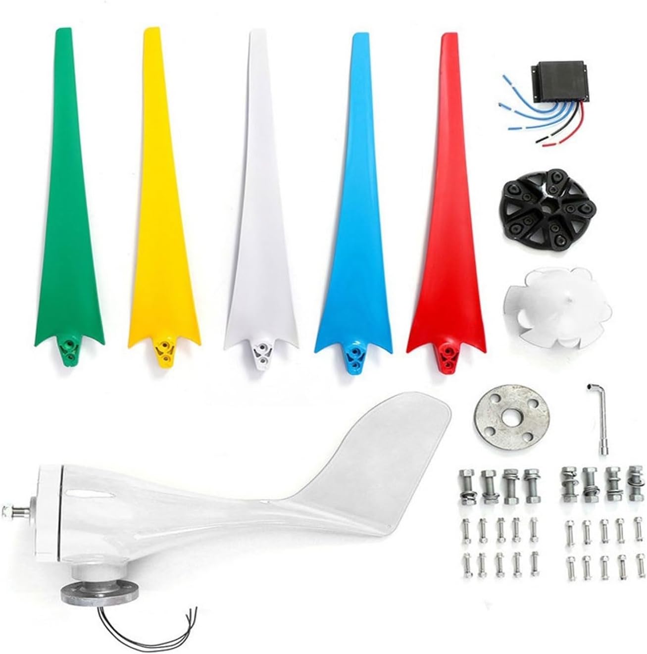 1000W 12V/24V 5 Blades Wind Turbine with MPPT Controller ， Wind Turbine Windmill Home Street Light Monitoring Boat Three-Phase AC Permanent Magnet Generator (24, Volts)