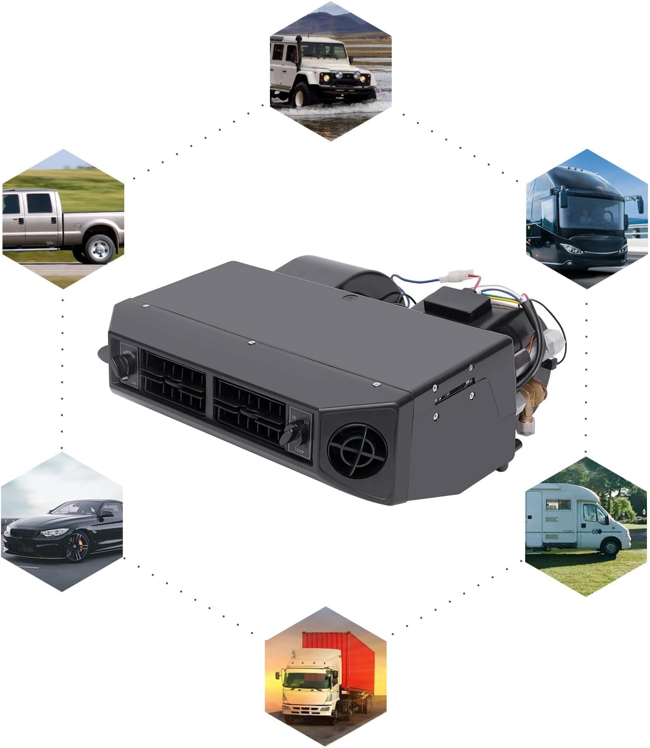12V Universal Under Dash A/C Evaporator Kit - Heat & Cool 3-Speed Air Flow for Cars & Trucks, BEU-404-100 HVAC Unit with 600 CFM Air Volume