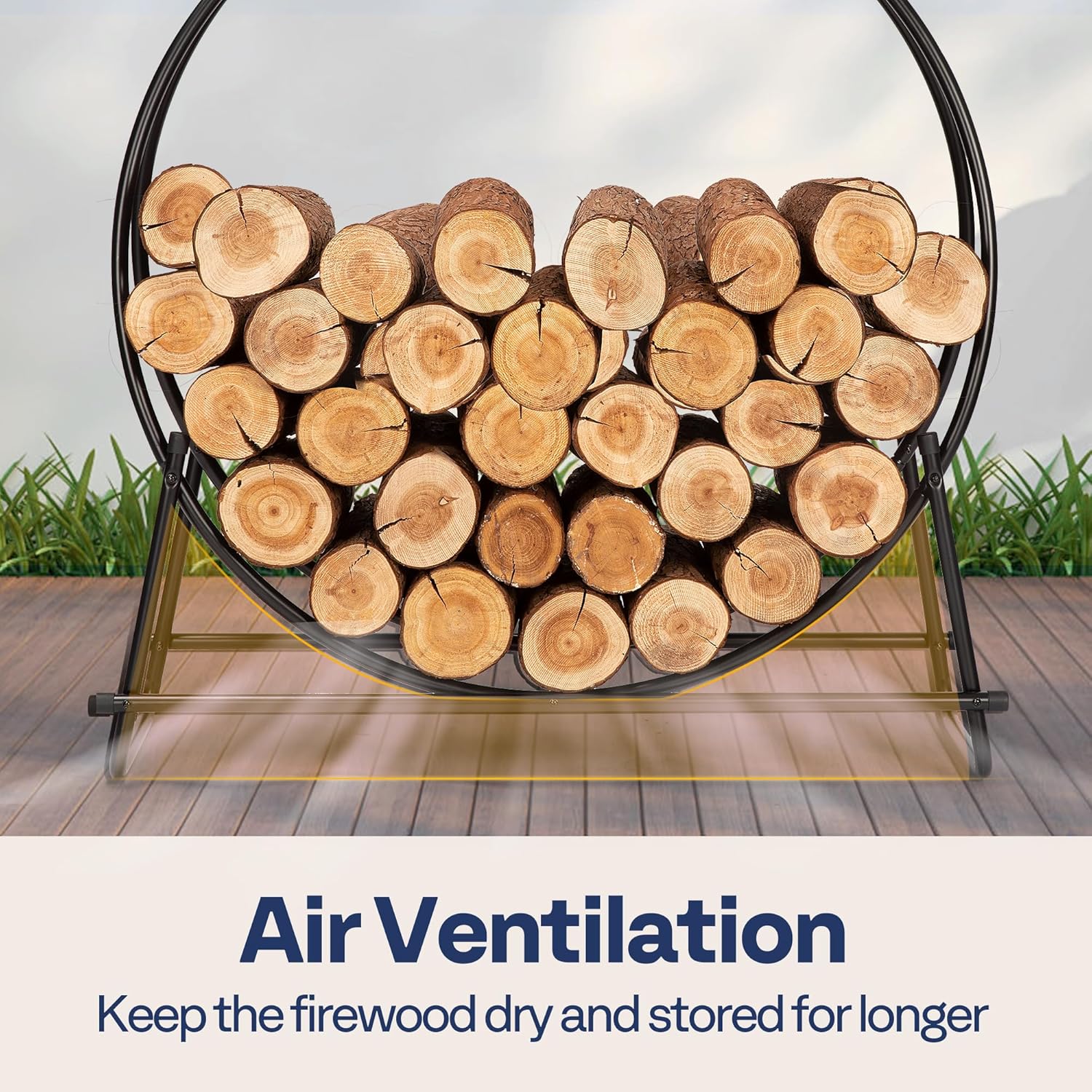 VIVOHOME 32 Inches Firewood Log Rack Hoop with Cover, Heavy Duty Solid Steel Fire Wood Storage Rack and Cover Set with Zipper, Round Log Holder Ring for Indoor Outdoor Patio Deck Porch