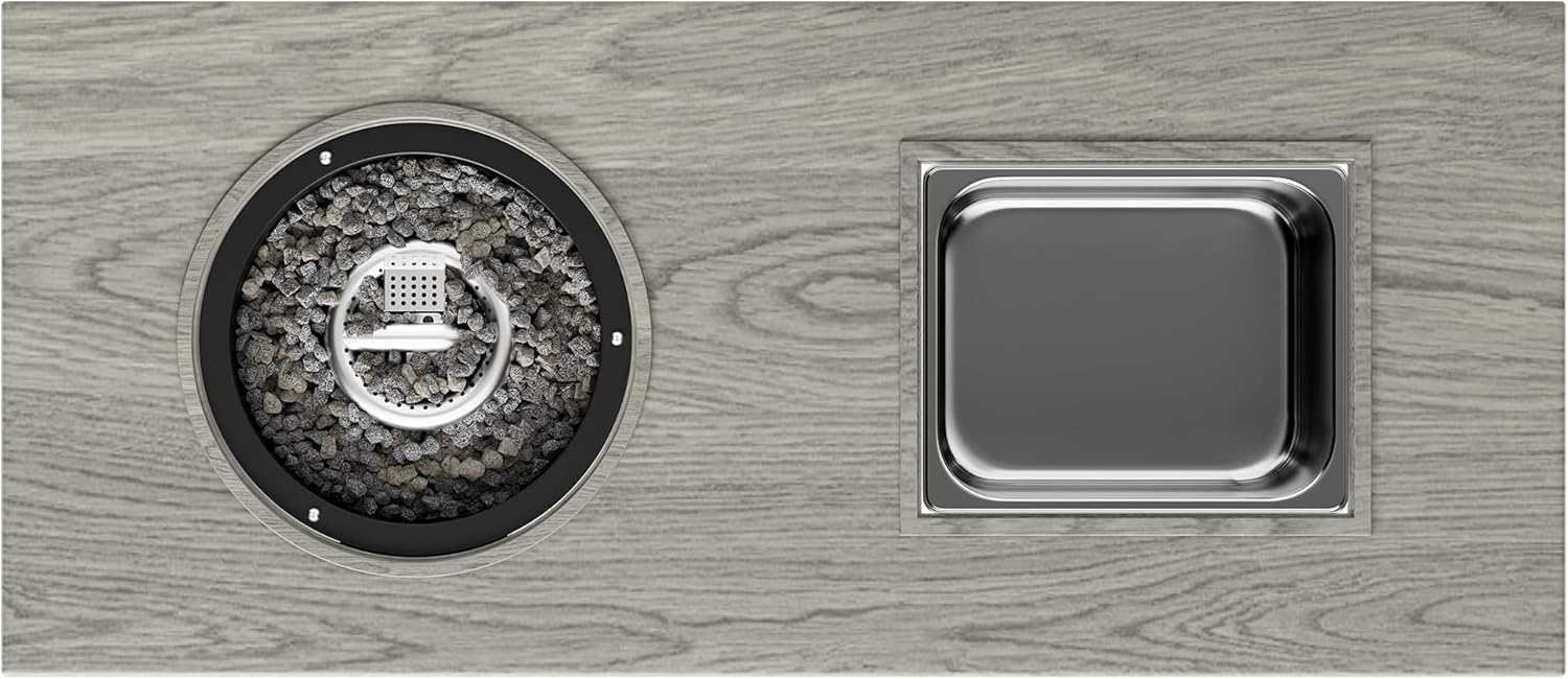 3-in-1 Coffee Table with Ice Bucket and Fire Pit – Beige, Durable Aluminum Table with Wood-Like Grain Design for Outdoor Patio