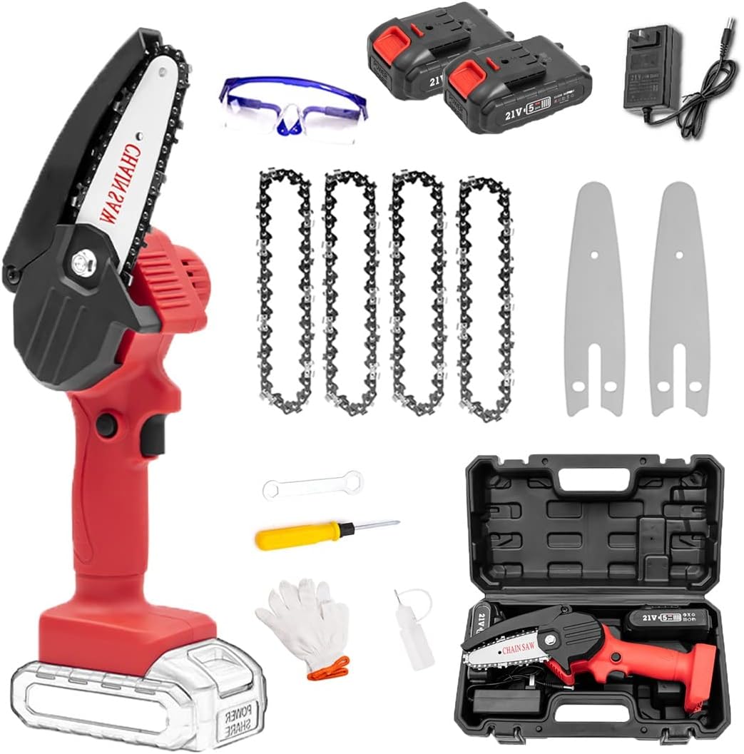4 Inch Cordless Chainsaw with Charger,Mini Chainsaw with Battery and Led Lights,Mini Chain Saw,Cordless Battery Power, Portable Electric Chainsaw, Suitable for Gardening, Wood, Outdoor Camping