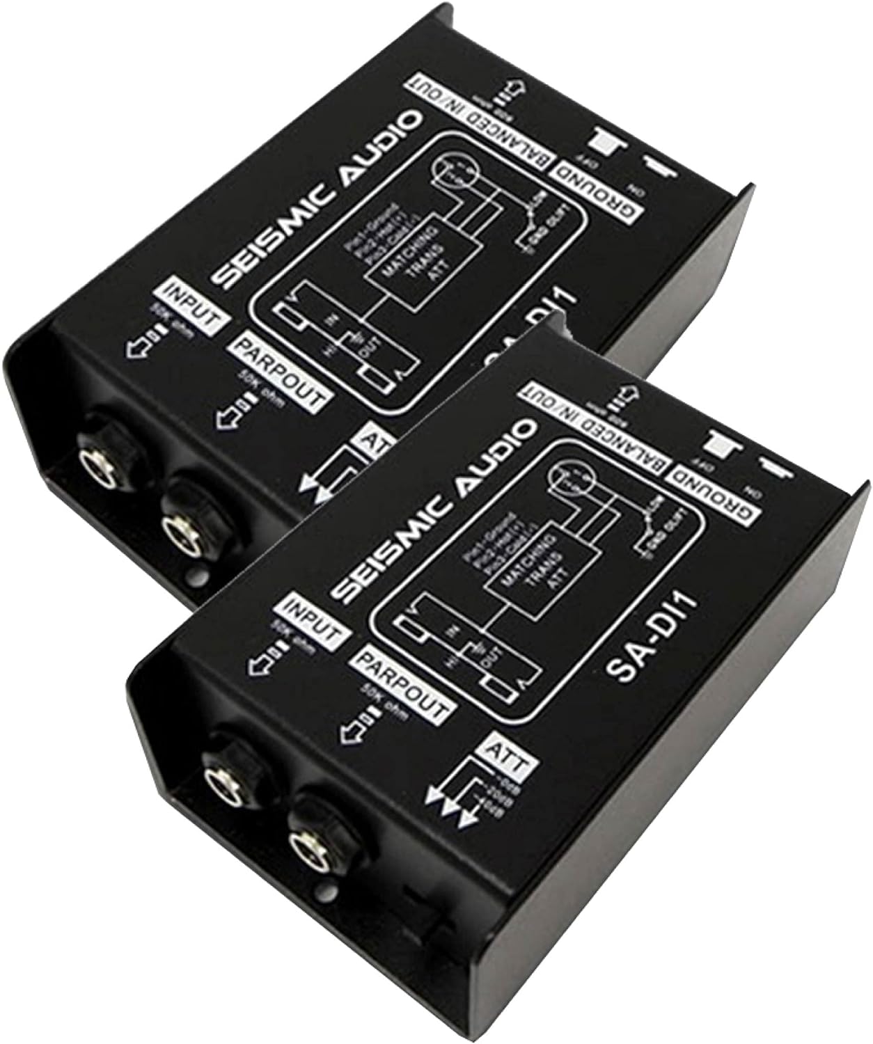 Seismic Audio Speakers Passive Direct Box with Ground Left and Attenuator Switch DI Box, Pair of Passive Direct Boxes