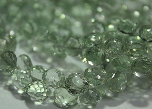13 inch natural beads strand of 8mm faceted drop green amethyst gemstone beads for DIY jewelry - necklace, bracelet, earring, ring.