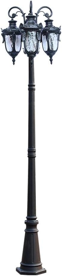 Lights Outdoor E27 European Traditional Glass Aluminum Street Light 3-Lights Waterproof Lantern Park Courtyard Column Lamp Community Garden Lawn Light Outdoor Villa Road High Pole Lighting Stadium