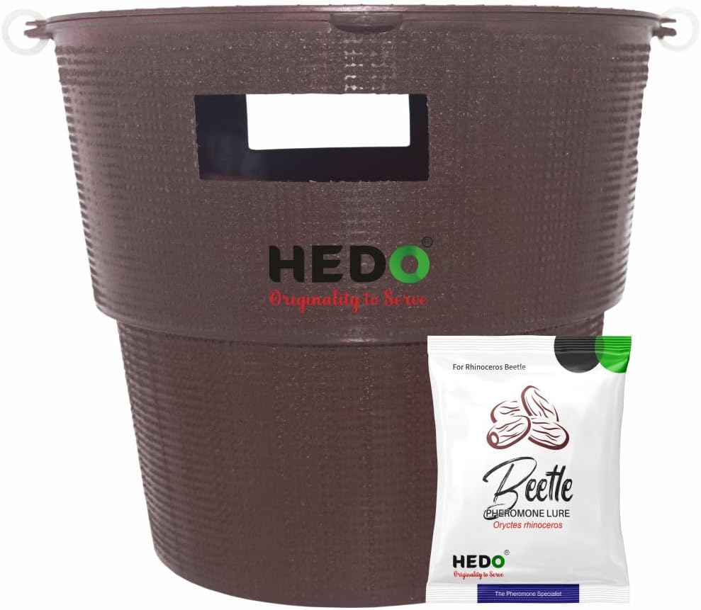 HEDO Rhinoceros Beetle Pheromone Trap with Lure and Bucket Trap to Control Damage in Coconut, Palm Areca & Other Ornamental Palm Species Pack of 5