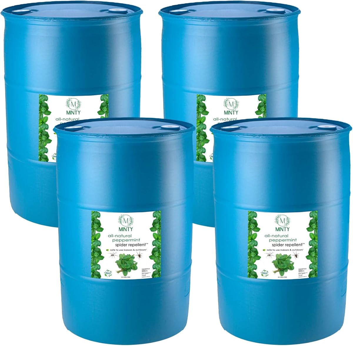 Spider Repellent, Natural 5% Peppermint Oil Spray, Kills & Deters All Types of Spiders and Insects, Indoor and Outdoor Use, 4-55 Gallon Drums