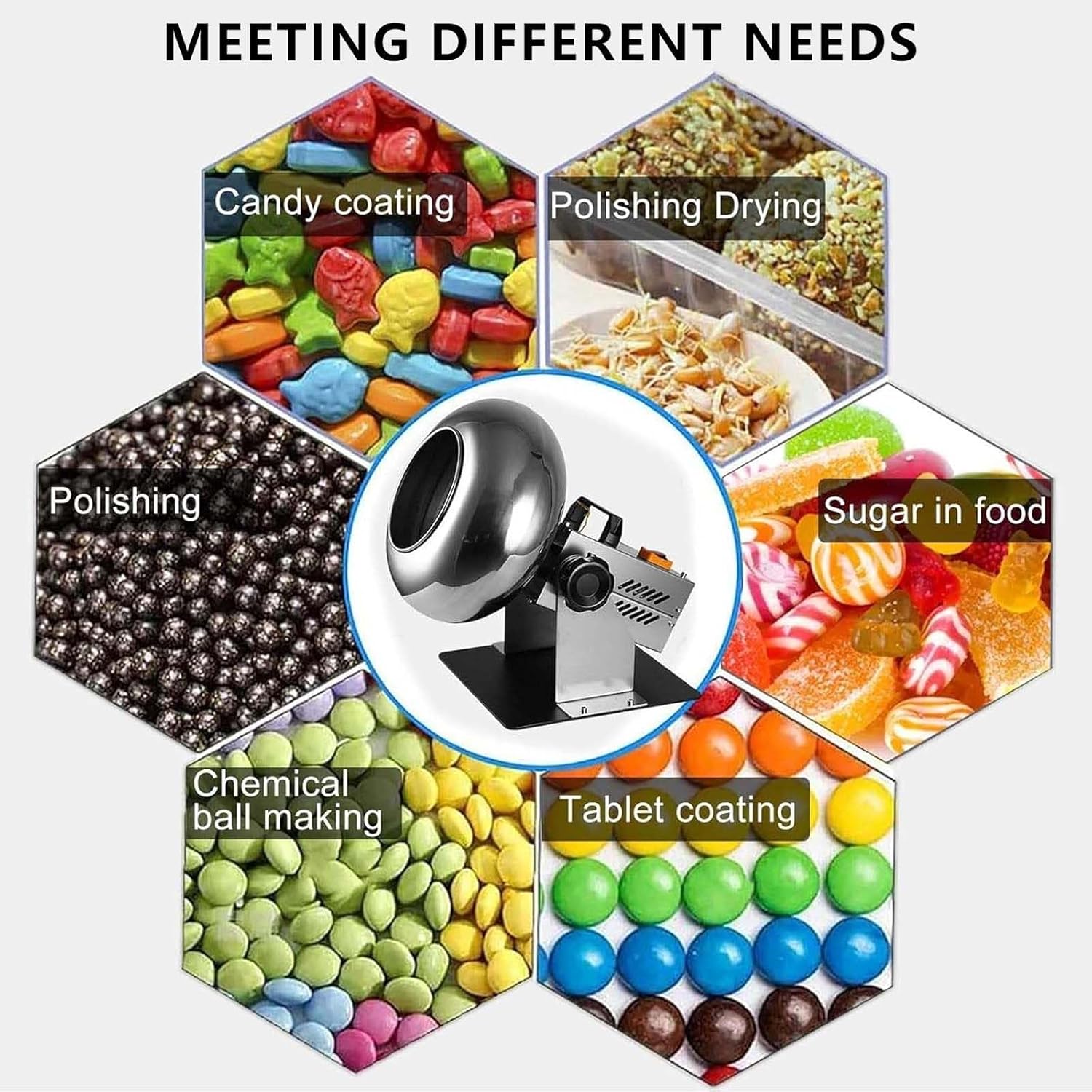 Commercial Sugar Coating Machine,1 to 3 kg/Time,Mini Desktop Chocolate Panning Equipment,320 mm Pan Body,220V