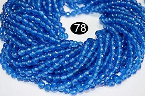 5 strands beautiful neon blue natural zed quartz round faceted, jade quartz, size : 6 mm, length - 14.5