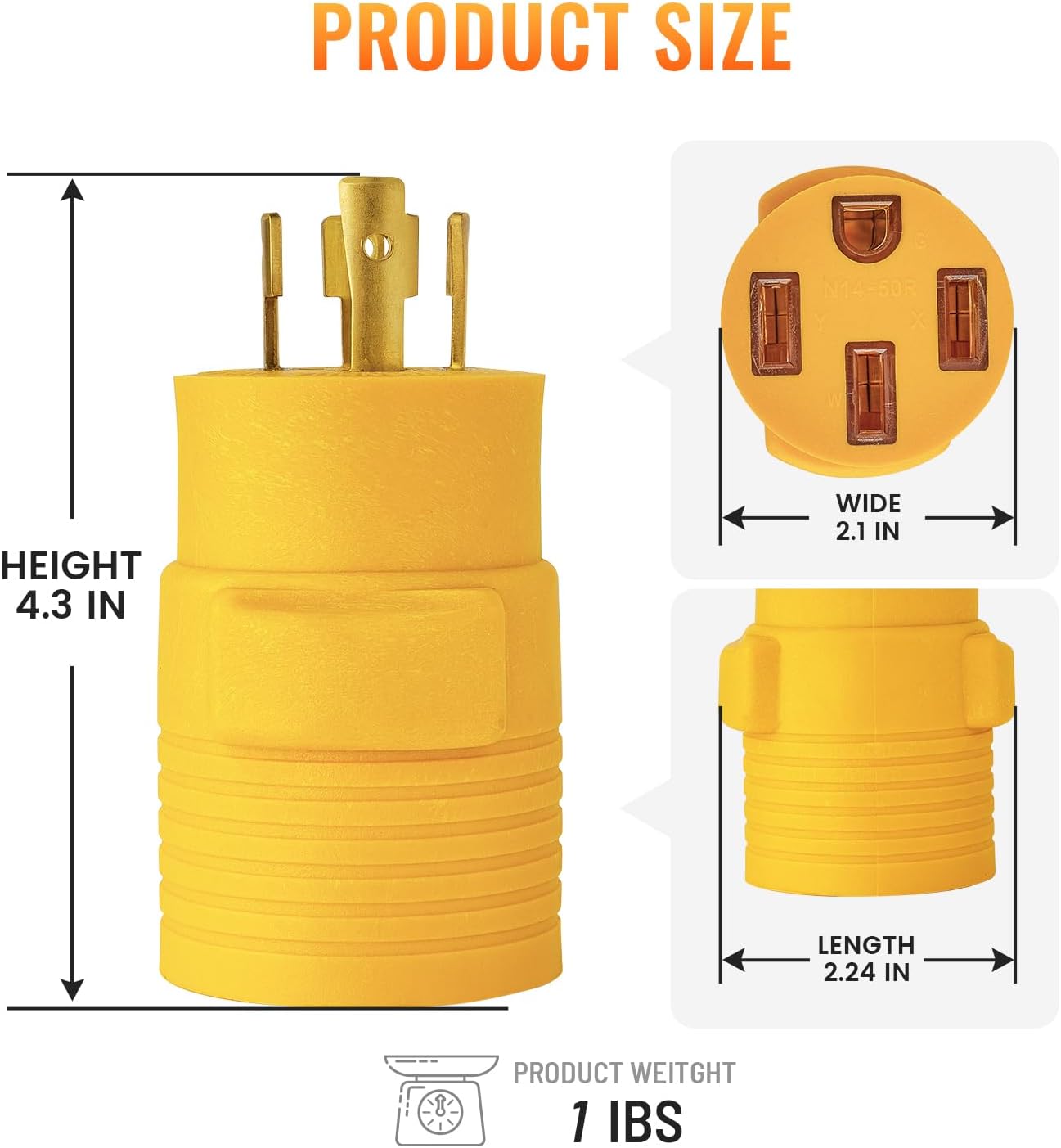 MECMO NEMA L14-30P to Four 5-20R/ 5-15R & L14-30R Generator Adapter Extension Cord, 4 Prong Twist Locking Generator 30 amp NEMA L14-30P to 14-50R RV Generator Adapter for EV RV Charging