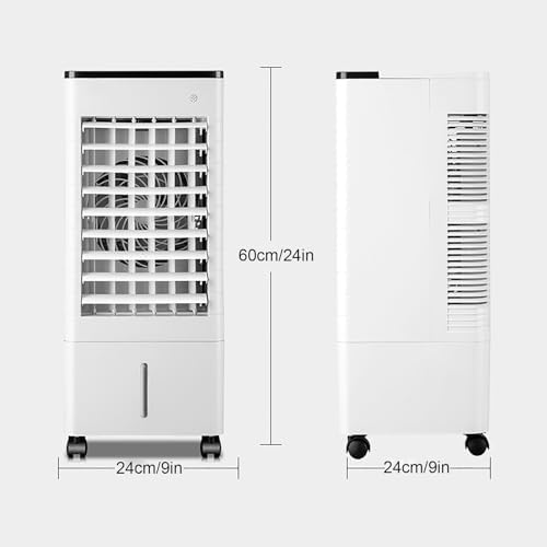 Swamp Cooler Air Conditioner Portable, 3-in-1 Evaporative Air Cooler, 3 Speeds 3 Modes, 90° Oscillation, 15h Timer, 2.4 Gal, 2 Ice Packs, Remote & Touch Control, Evaporative Cooling Fan