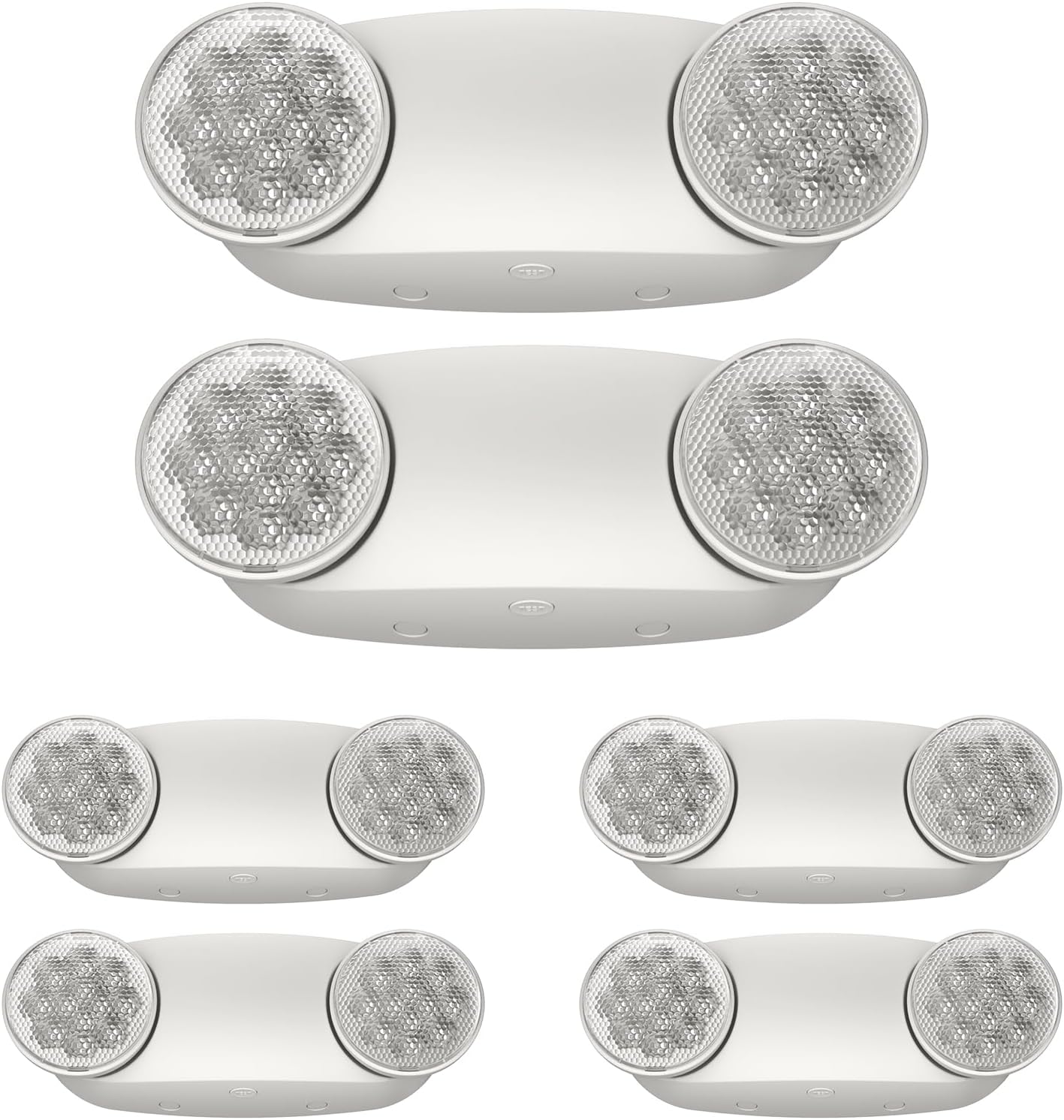 6 Packs White LED Emergency Lights with Battery Backup, Two Head Adjustable Emergency Lighting Fixtures-Fireproof Materials-Emergency Lighting Fixture/Emergency Light Home