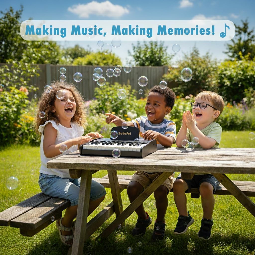 Kids Piano Keyboard 25 Keys Digital Piano for Kids Mini Musical Instruments Wooden Pianos Toy for 4+ Years Old Girls and Boys Birthday Gift Walnut (Black)