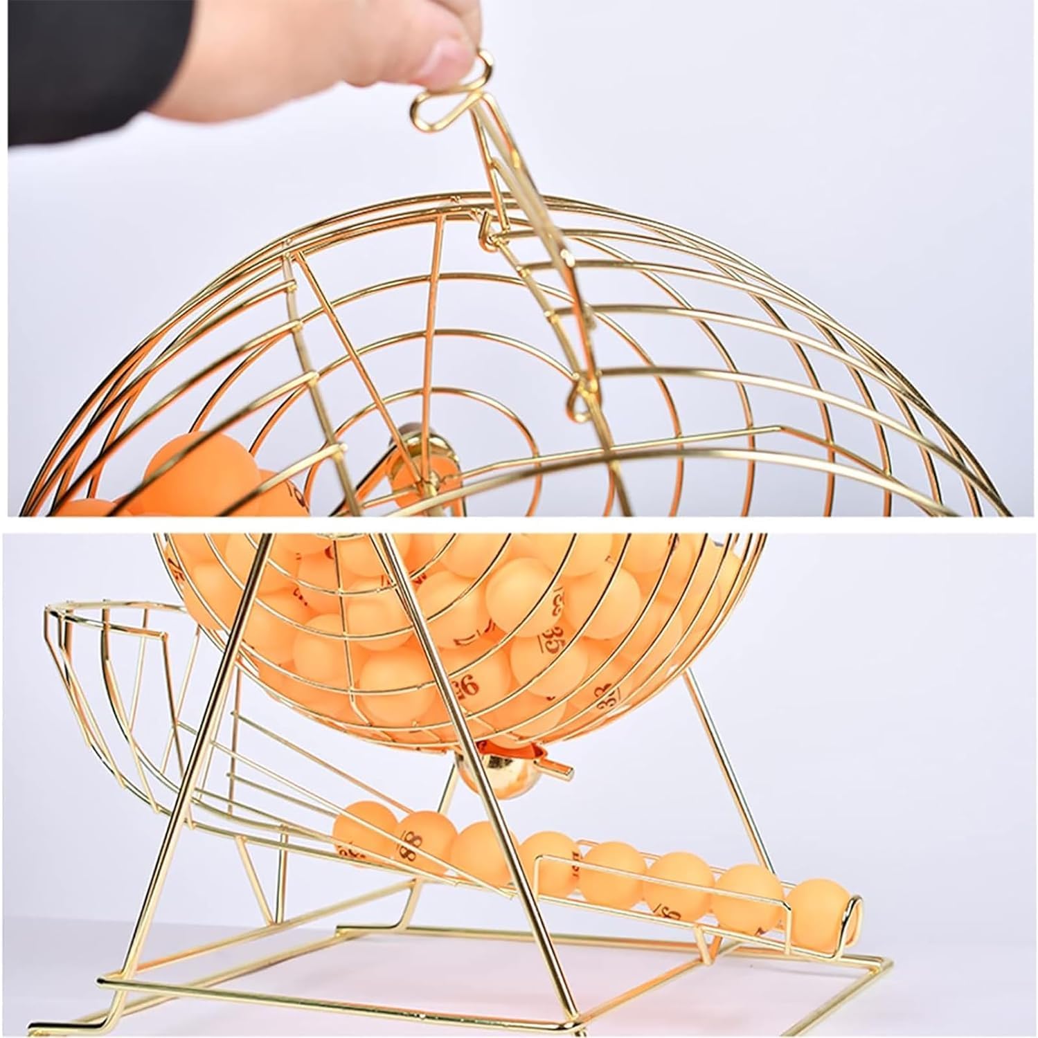 Hand Shake Ball Number Selector Ball Manual Metal Bingo Cage Lottery Machine for Entertainment Venues, Shopping Malls and Supermarkets