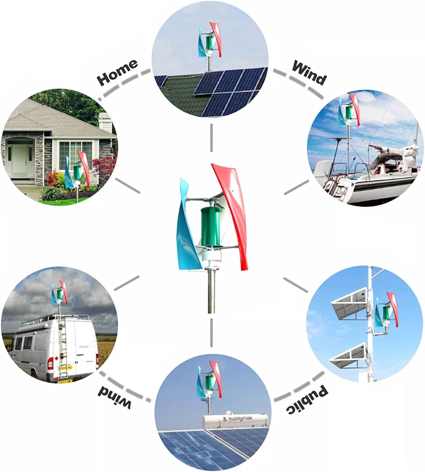 LiuSj JUnSt 4000W No Noise Vertical Magnetic Levitation Upright Wind Turbine, 12V with Waterproof Charge Controller 3 Blades for Home Use Vertical Axis Wind Turbine