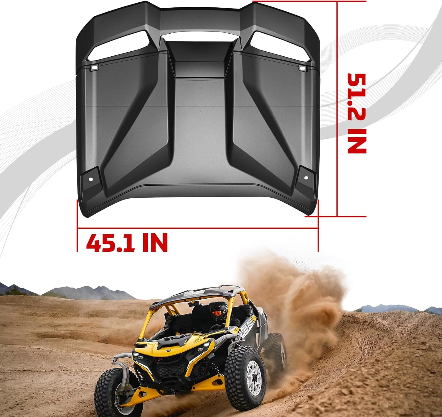 Hard Roof Top for Can-Am Maverick R 2024+, Durable Polyethylene 2-Piece Combination Sun Visor Roof for Can Am Maverick R X RS 2024 2025 Accessories, Replace #705015973, 705015974