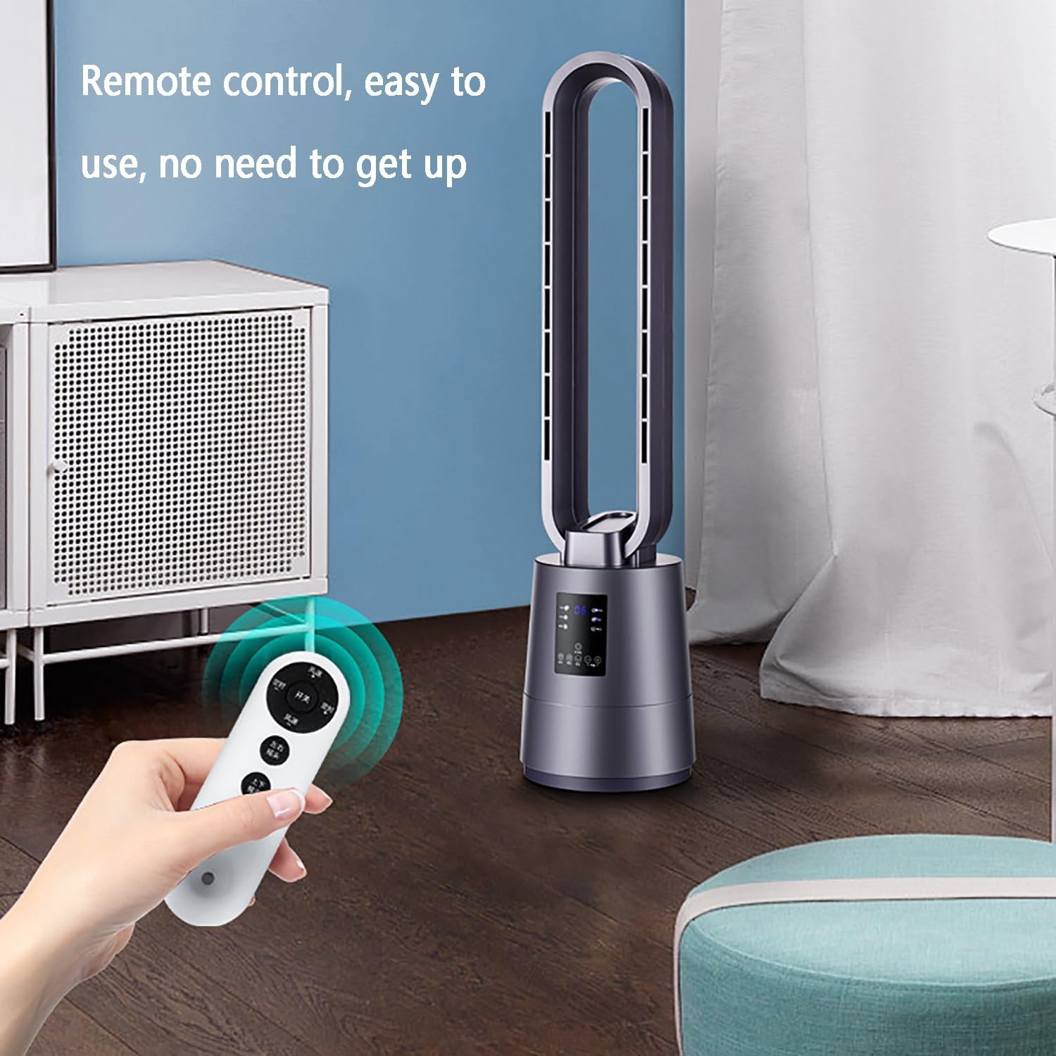 Tower Fan for Bedroom, 12 Speeds Floor Fan, 60° Oscillating Fans, Air Circulation Fan with Remote, 8H Timer, Standing Fans, Bladeless Fan Powerful for Home Office Room(White)