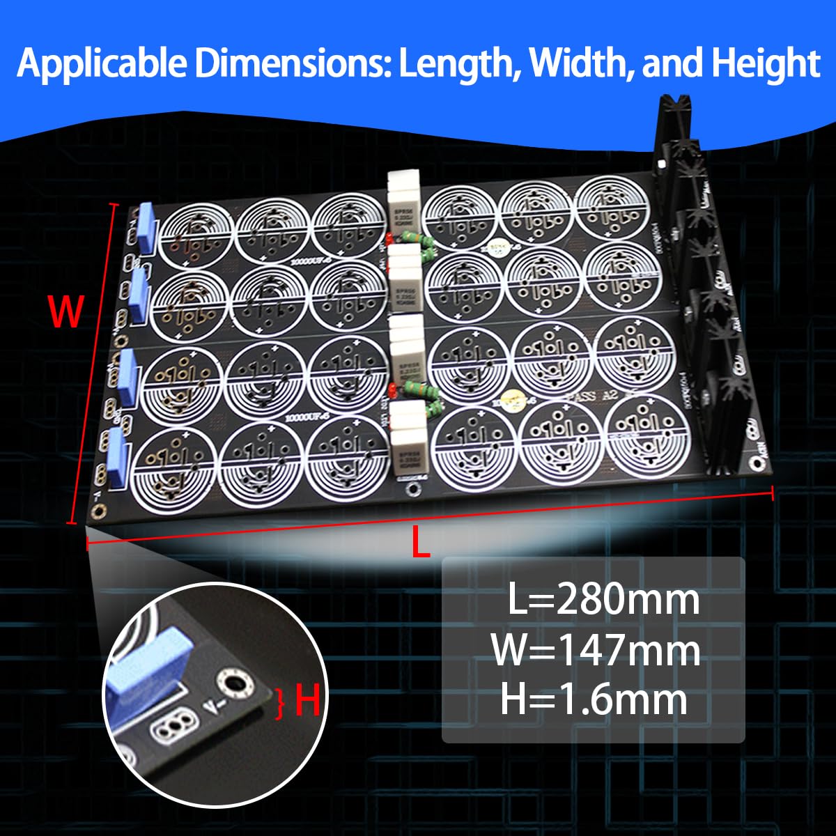 HiFi Class A Power Amplifier Dual-Sided Tinned PCB Power Supply Board – 120A Schottky Rectifier, CRC Filtering, Supports 240,000μF Capacitance – DIY Audio PSU Module