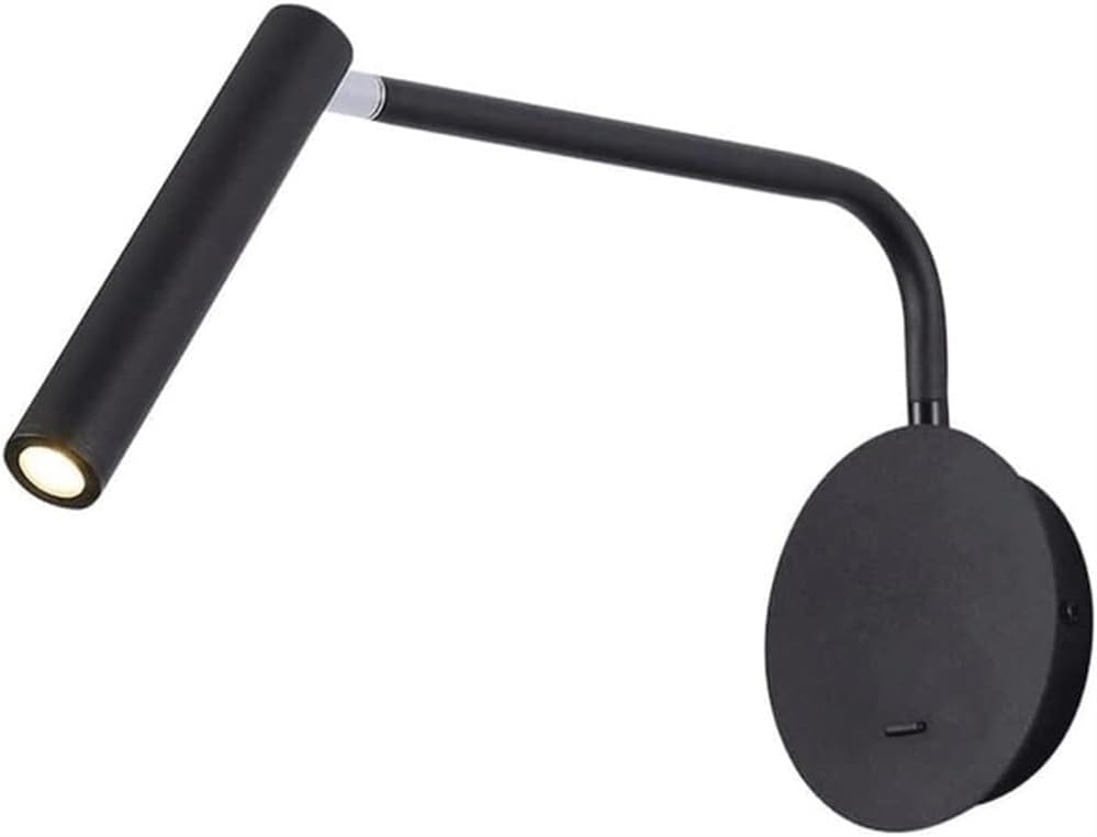 LED Wall Sconce Bedside Reading Light, Adjustable Swing Arm Wall Lamp, Modern Aluminum Wall Mount Lighting Fixture for Bedroom, Living Room, Bathroom, Nordic Home Decor(Black)