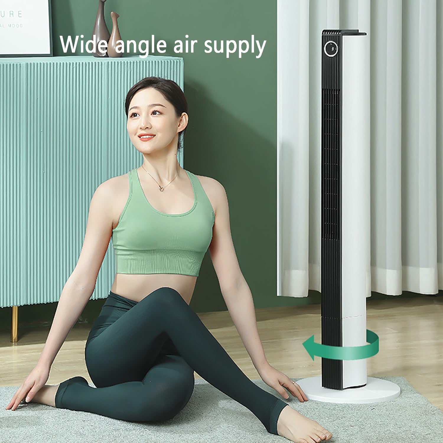 Quiet Oscillating Bladeless Fan with Remote，Tower Fans for Bedroom，Air Circulation Fan，Pedestal Fan ，Used with an Air Conditioner, It Can Quickly Balance The Indoor Temperature(106cm(41.7in))