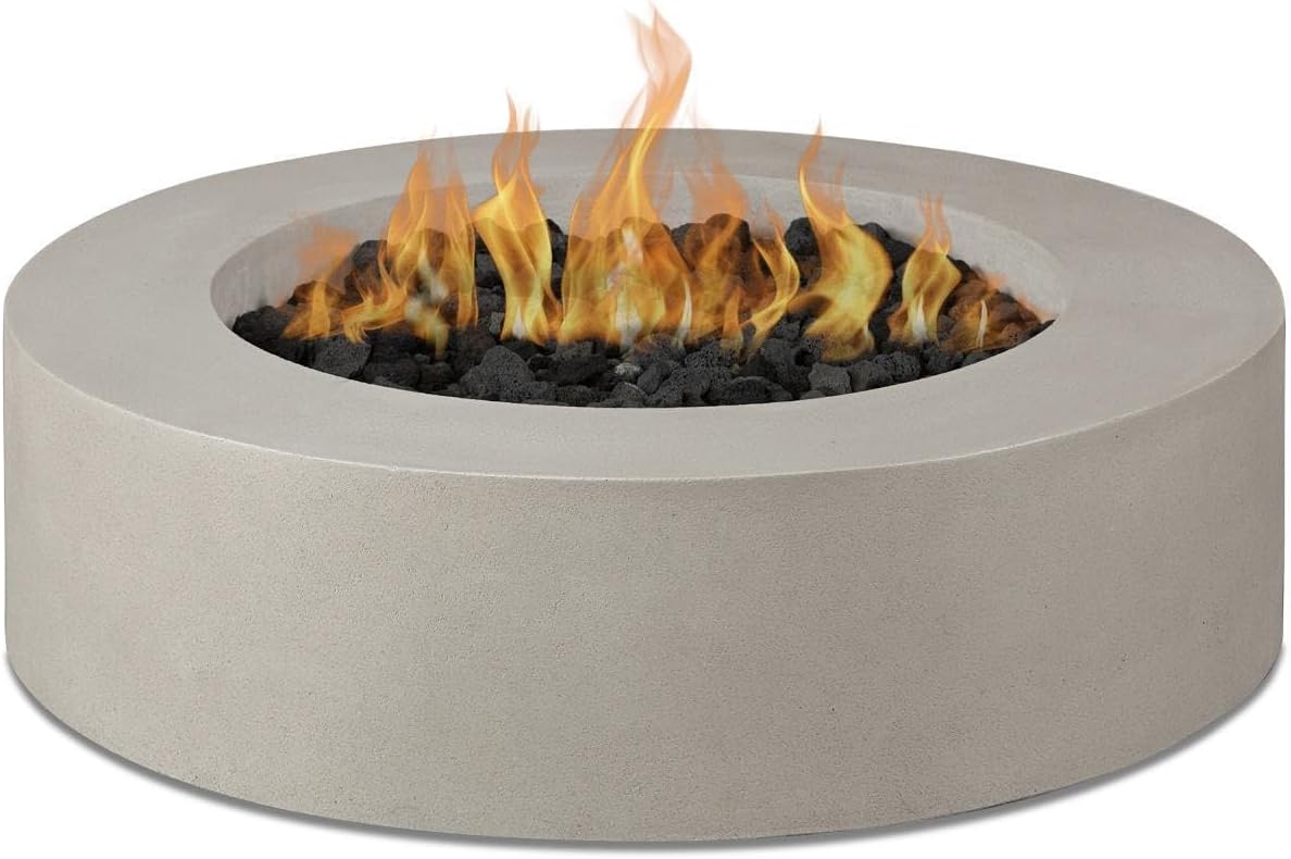 BBQGuys Signature La Valle 43-Inch Round Natural Gas Fire Table - Flint (Ships as Propane w/Conversion Kit)