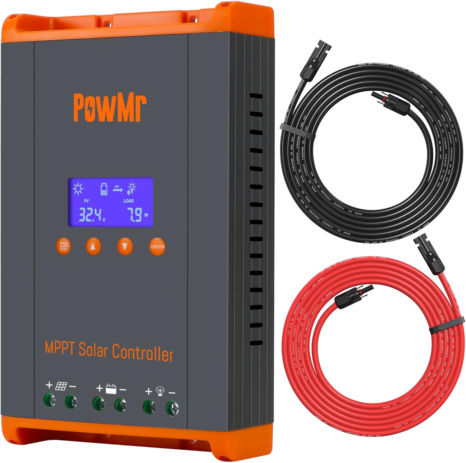 Temank 60A MPPT Solar Controller 12V/24V/48V Auto Support 12(Max) Parallel & 10AWG Solar Extension Cable 10 Feet