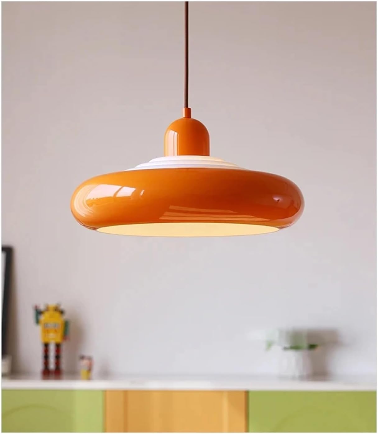 LED Pendant Light Nordic Beige Orange Green Creative Suitable for Bedroom and Living Room Deco Lighting,Easy to Assemble