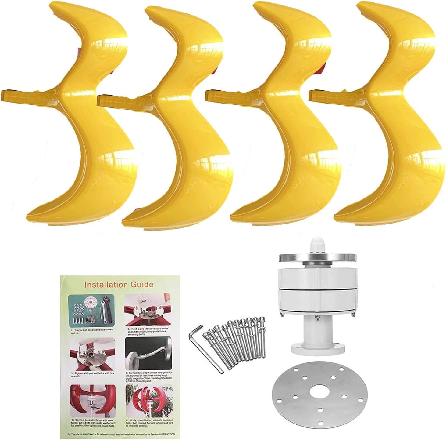 LiuSj JUnSt 4000W 5 Blades Low Wind Speed Start Vertical Wind Turbines Generator Kit MPPT Controller Silence Windmill LED Indicator